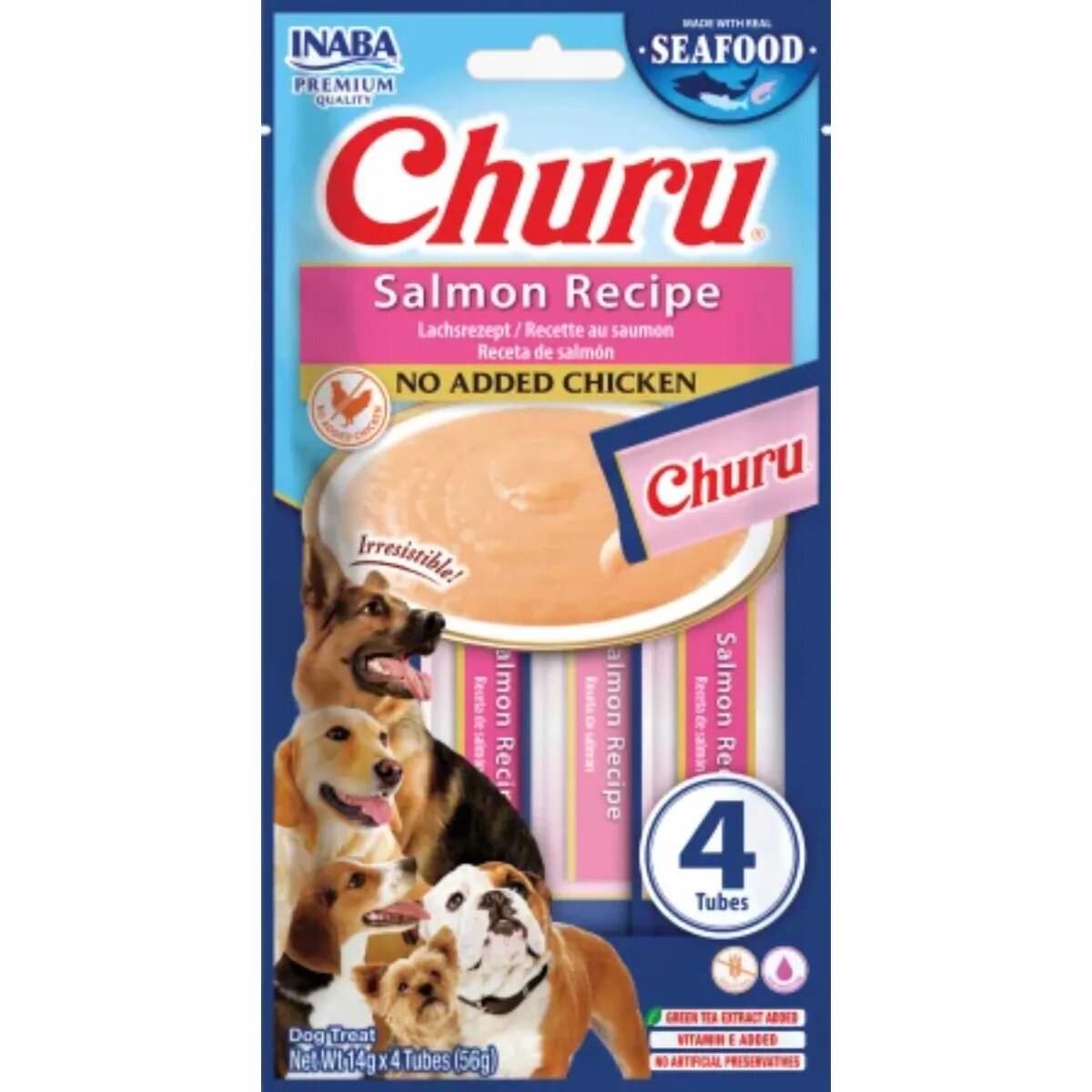 Inaba Churu XS-XL Somon punguță recompense fără cereale câini (piure) 56g