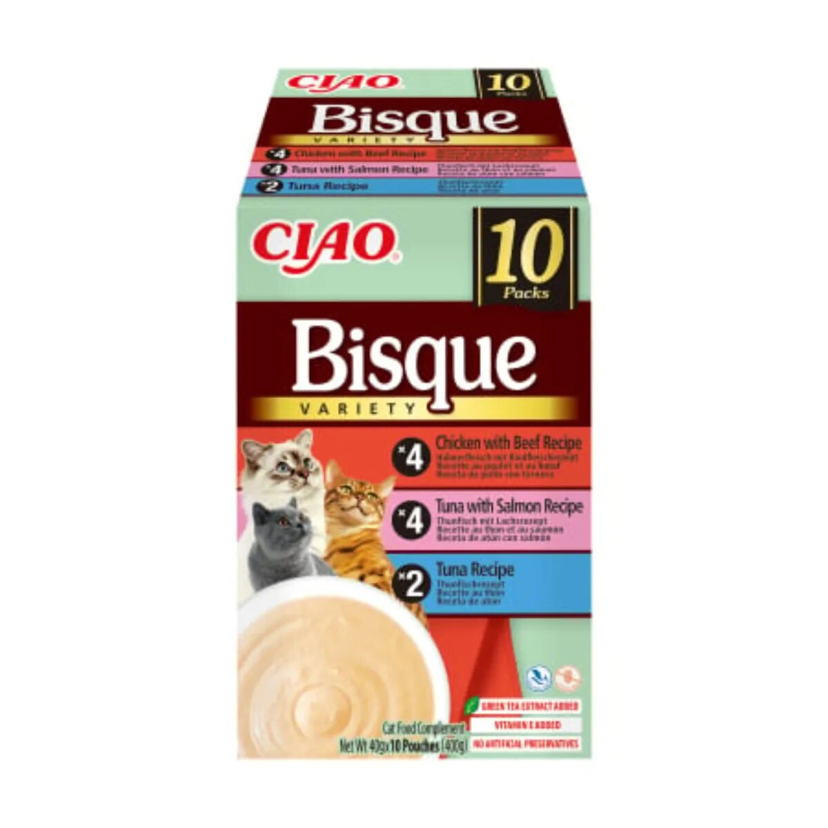 Inaba Ciao Bisque Variety Ton și Pui cutie hrană umedă fără cereale pisici (piure) 400g