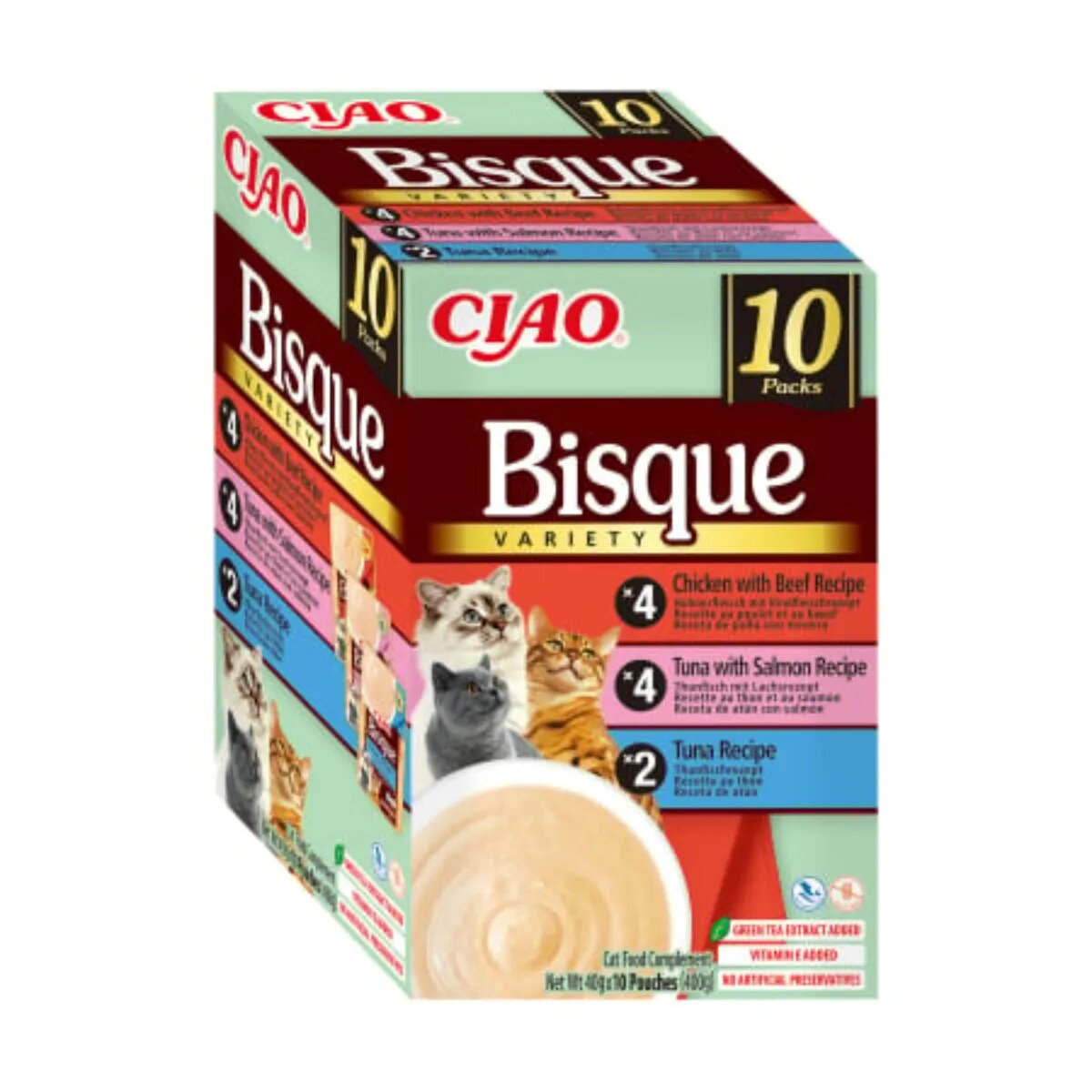Inaba Ciao Bisque Variety Ton și Pui cutie hrană umedă fără cereale pisici (piure) 400g