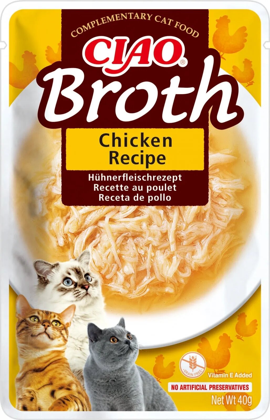 Inaba Ciao Broth Pui plic hrană umedă fără cereale pisici (în supă) 40g