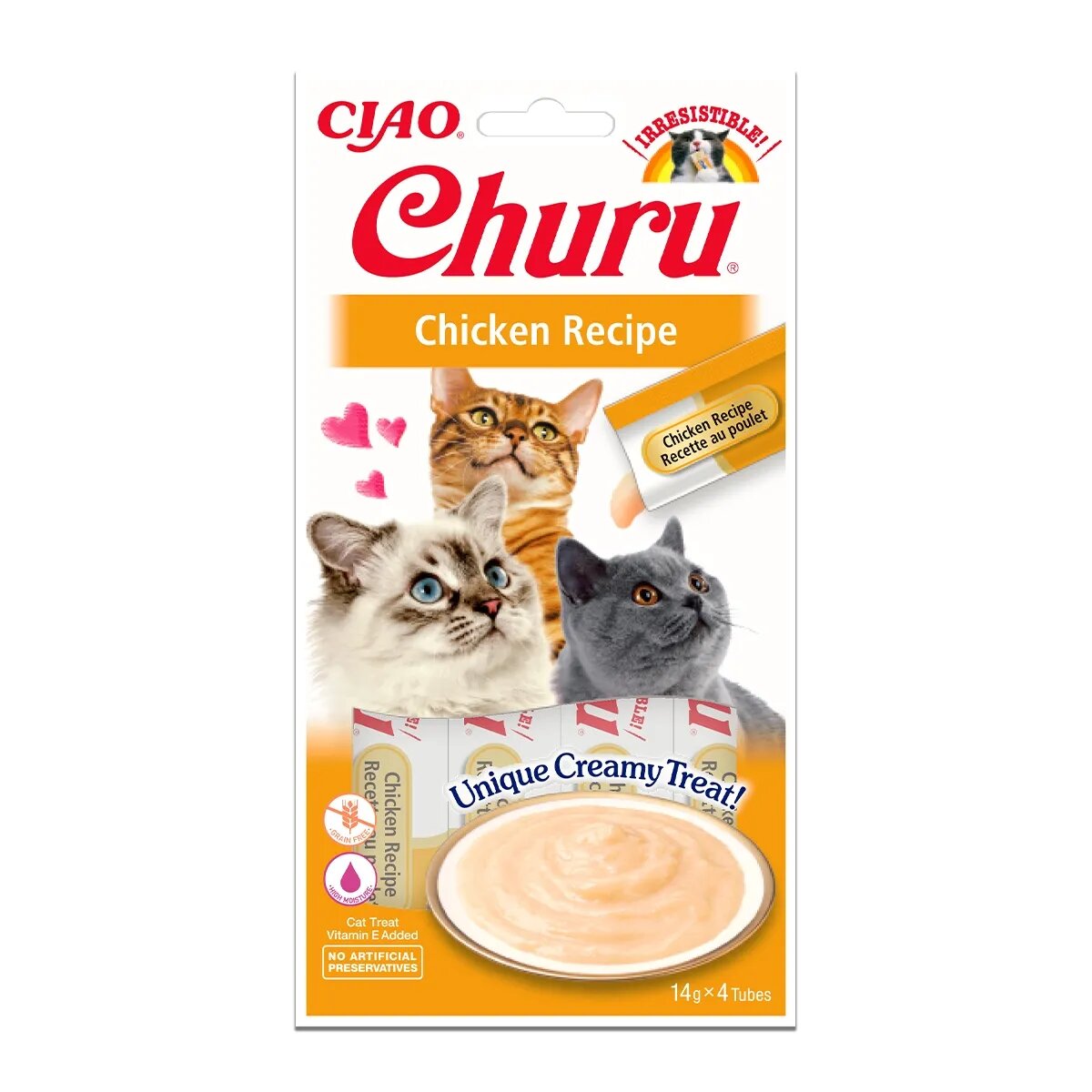 Inaba CIAO Churu Piure Pui recompense lichide fără cereale pisici topping cremos 14g x 4