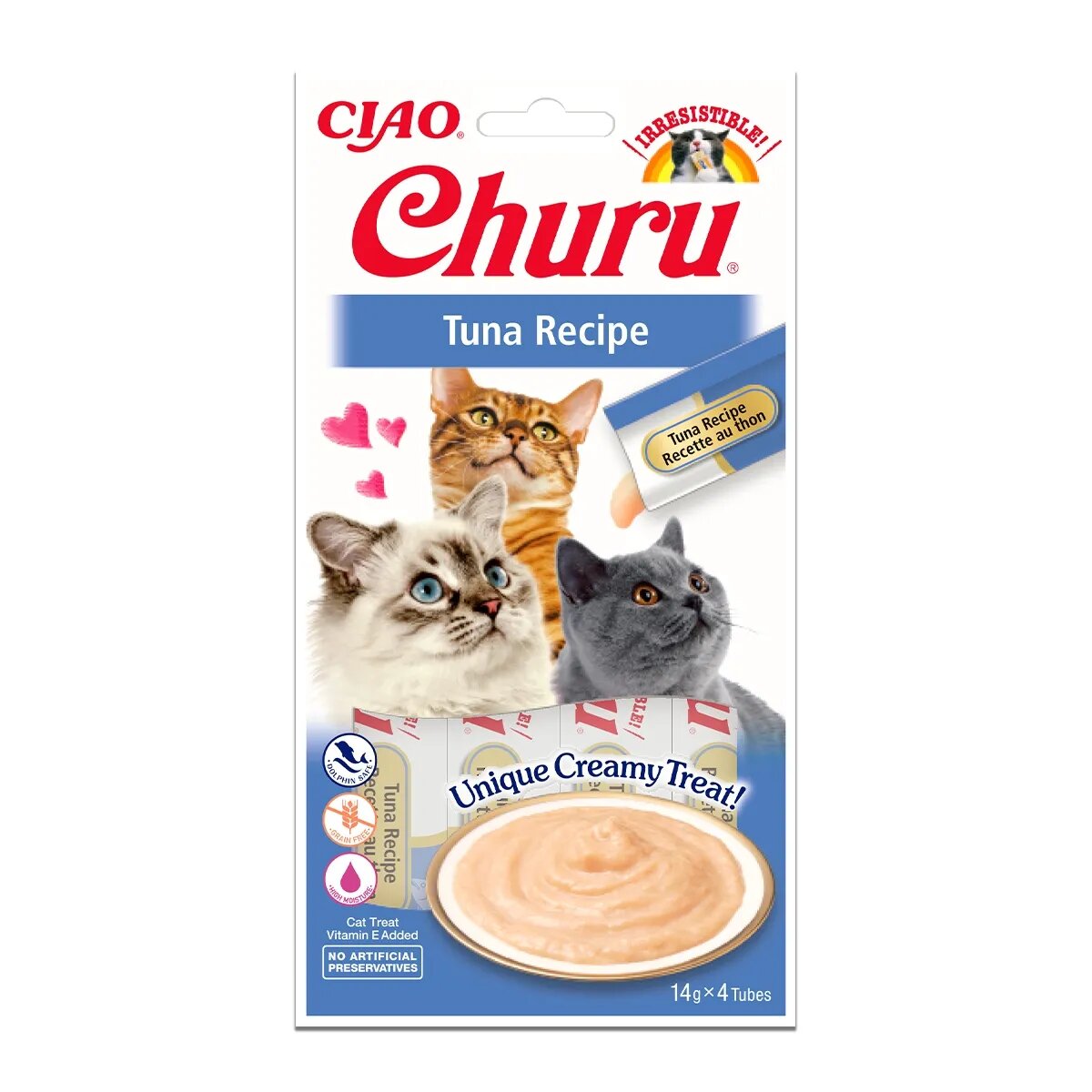 Inaba CIAO Churu Piure Ton recompense lichide monoproteice fără cereale pisici topping cremos 14g x 4