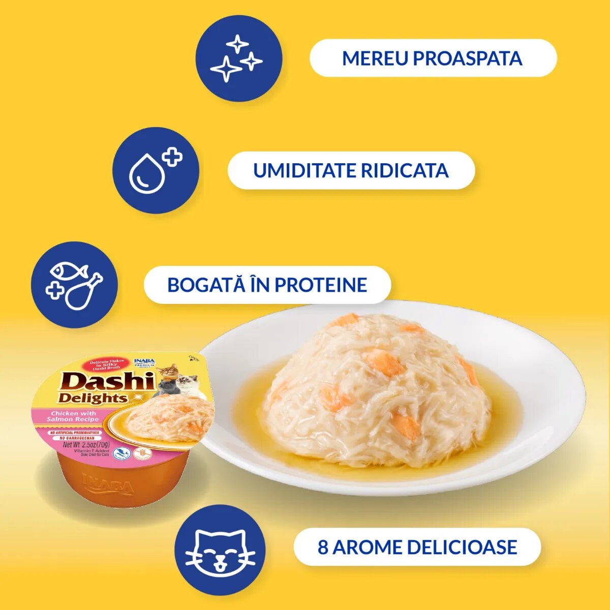 Inaba Ciao Dashi Pui și Scoici bol hrană umedă fără cereale pisici (în sos) 70g