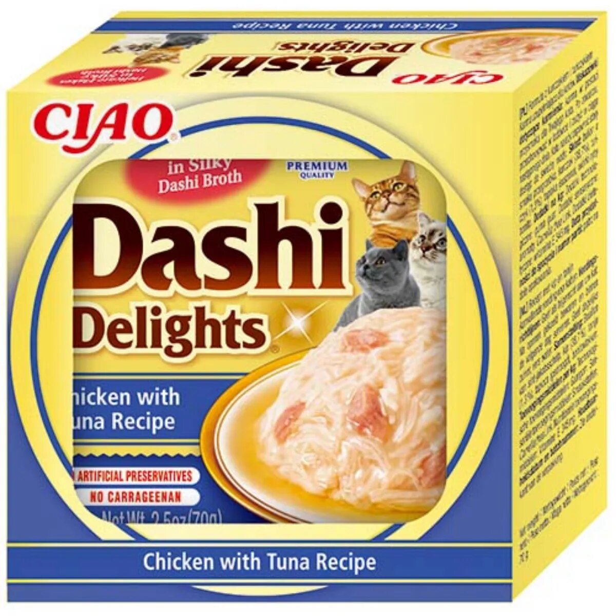 Inaba Ciao Dashi Pui și Ton bol hrană umedă fără cereale pisici (în sos) 70g