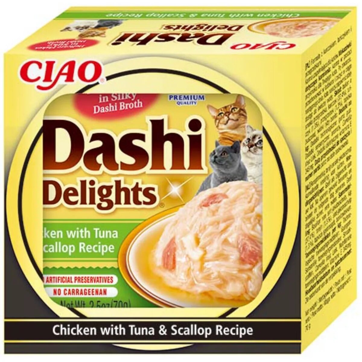 Inaba Ciao Dashi Pui Ton și Scoici bol hrană umedă fără cereale pisici (în sos) 70g