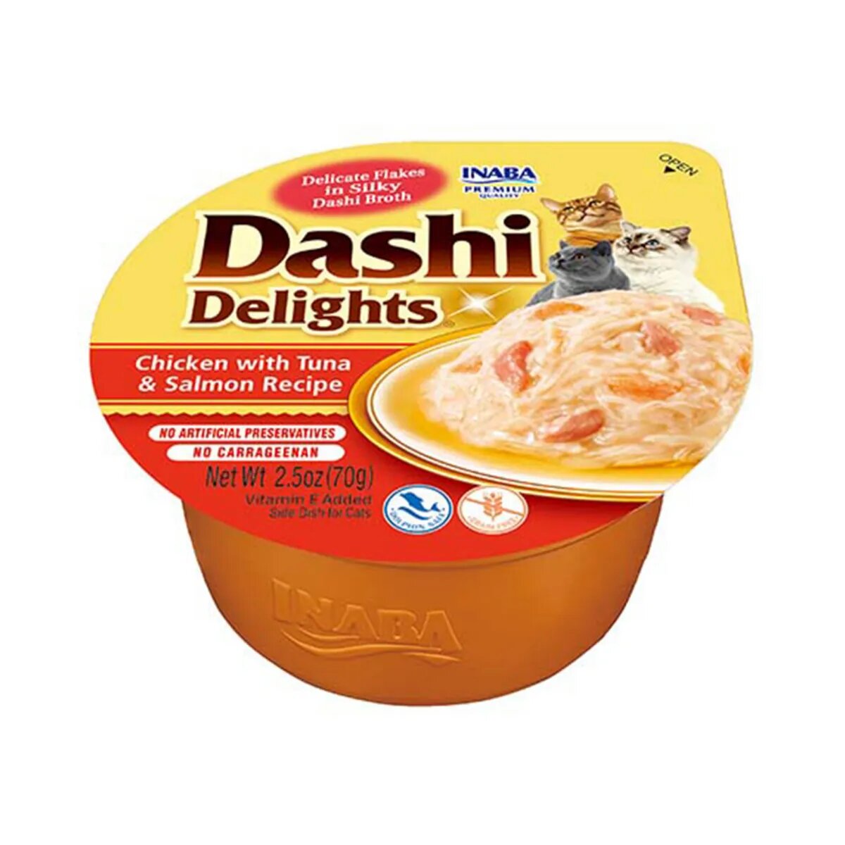 Inaba Ciao Dashi Pui Ton și Somon bol hrană umedă fără cereale pisici (în sos) 70g