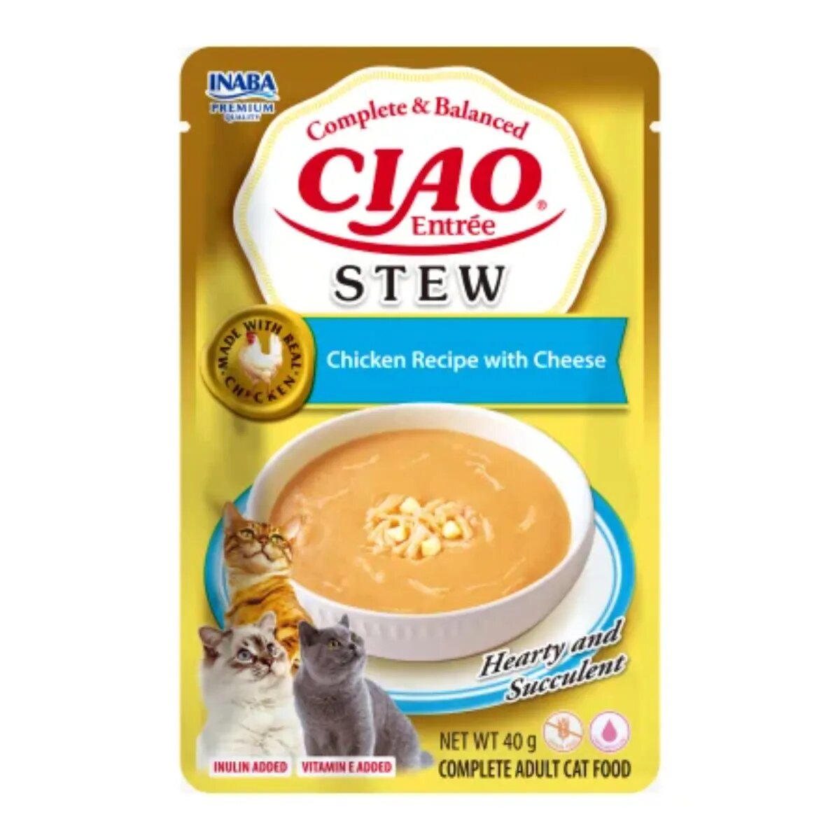 Inaba Ciao Entree Stew Pui și Brânză plic hrană umedă fără cereale pisici (piure) 40g
