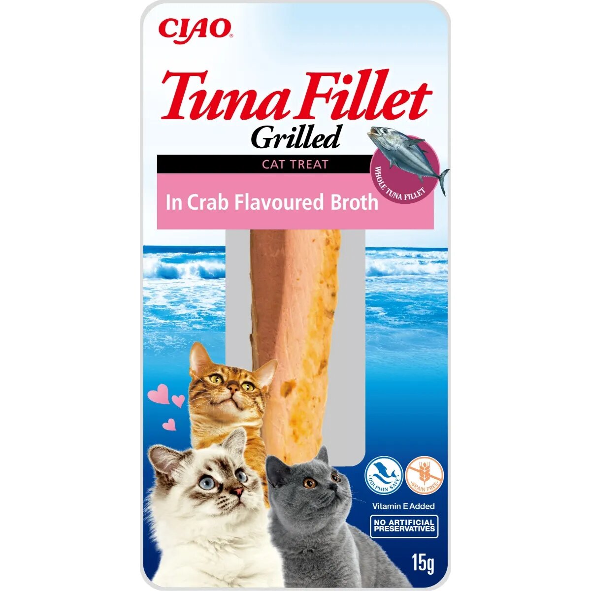 Inaba Ciao Fillet Ton și Creveți plic recompense fără cereale pisici (în sos) 15g