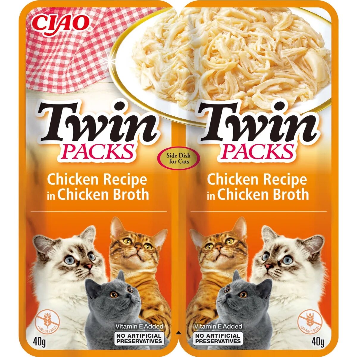 Inaba Ciao Twin Packs Pui plic hrană umedă fără cereale pisici (topping) 80g