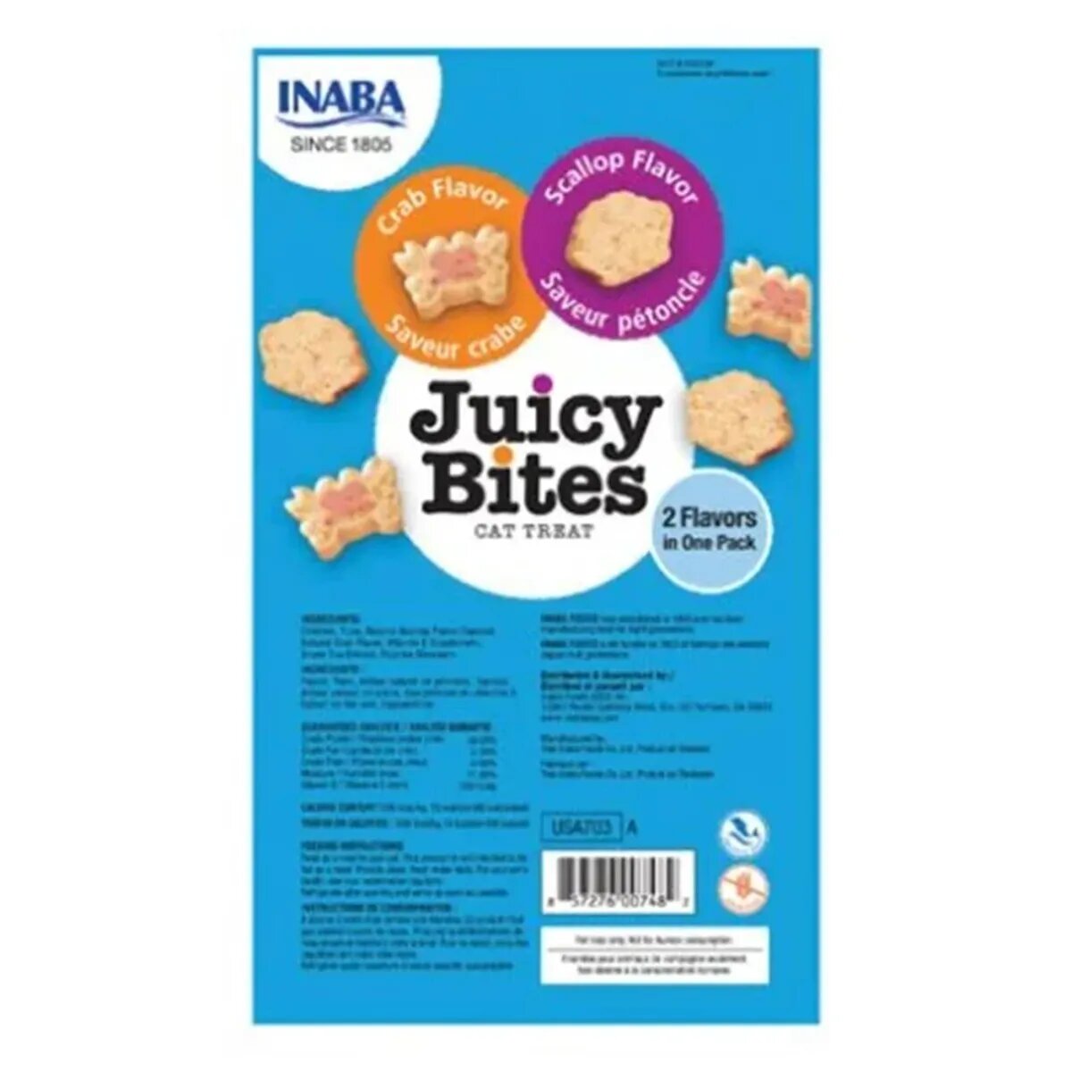 Inaba Juicy Bites Scoici și Crab plic recompense fără cereale pisici 33.9g
