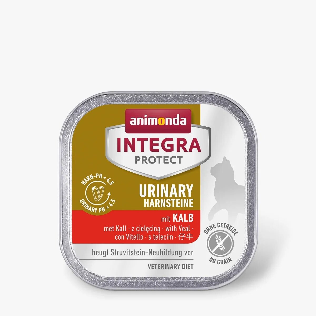 Integra Protect Urinary Struvite Vițel dietă veterinară tăviță hrană umedă fără cereale pisici sistem urinar (în aspic) 100g