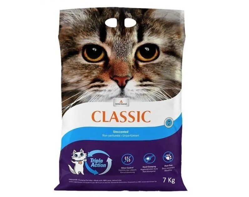 Intersand EXTREME CLASSIC neparfumat așternut igienic pisici granule bentonită aglomerant fără praf 7kg