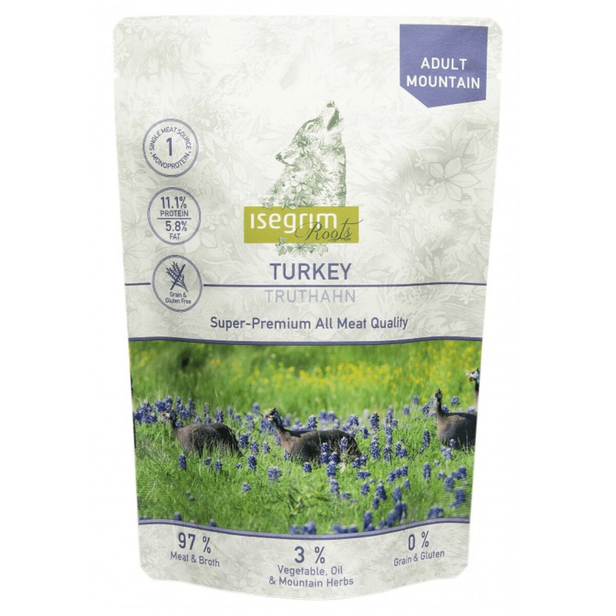 Isegrim XS-XL Curcan plic hrană umedă monoproteică fără cereale câini (în sos) 410g