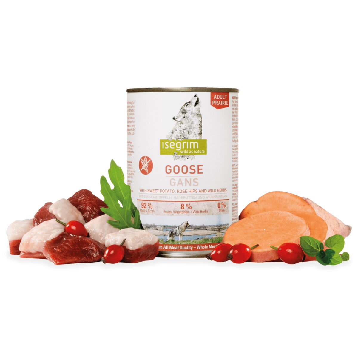 Isegrim XS-XL Gâsca conservă hrană umedă fără cereale câini (în sos) 800g