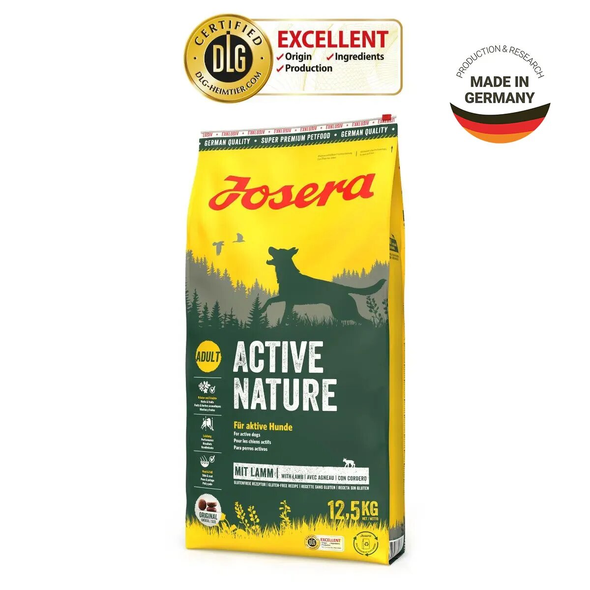 Josera Active Nature XS-XL Pasăre și Miel hrană uscată câini activitate intensă 12.5kg