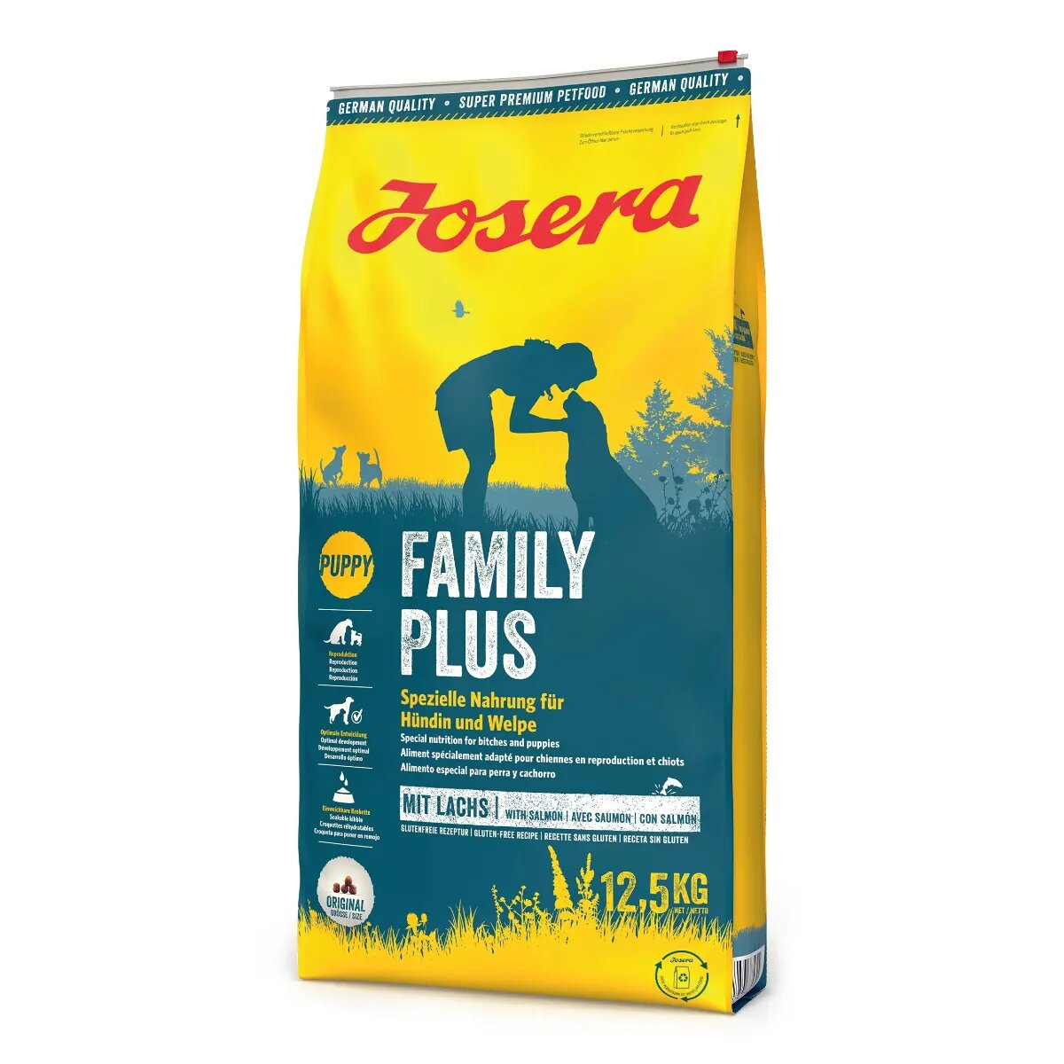 Josera Family Plus XS-XL Pasăre și Somon hrană uscată câini junior & adult 12.5kg