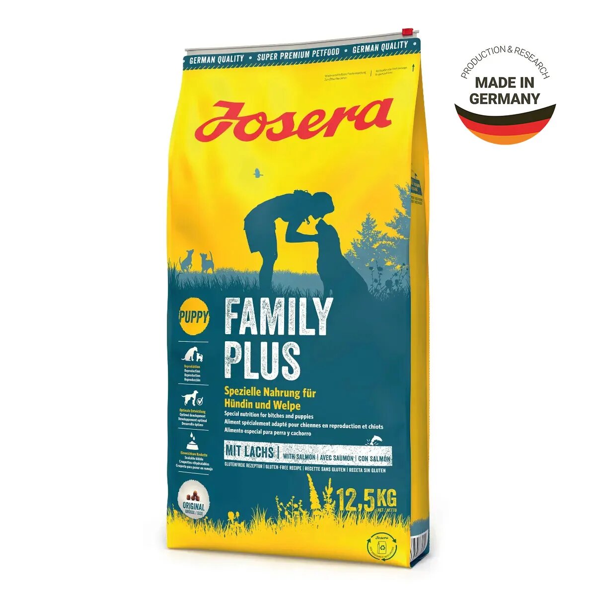 Josera Family Plus XS-XL Pasăre și Somon hrană uscată câini junior & adult 12.5kg