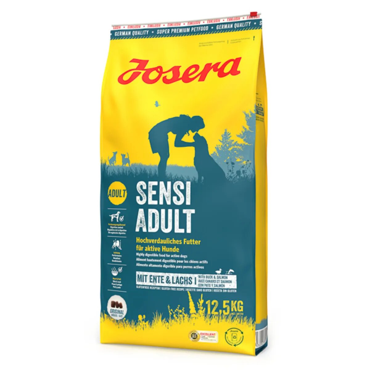 Josera Sensi Adult XS-XL Rață și Somon hrană uscată câini sistem digestiv 12.5kg