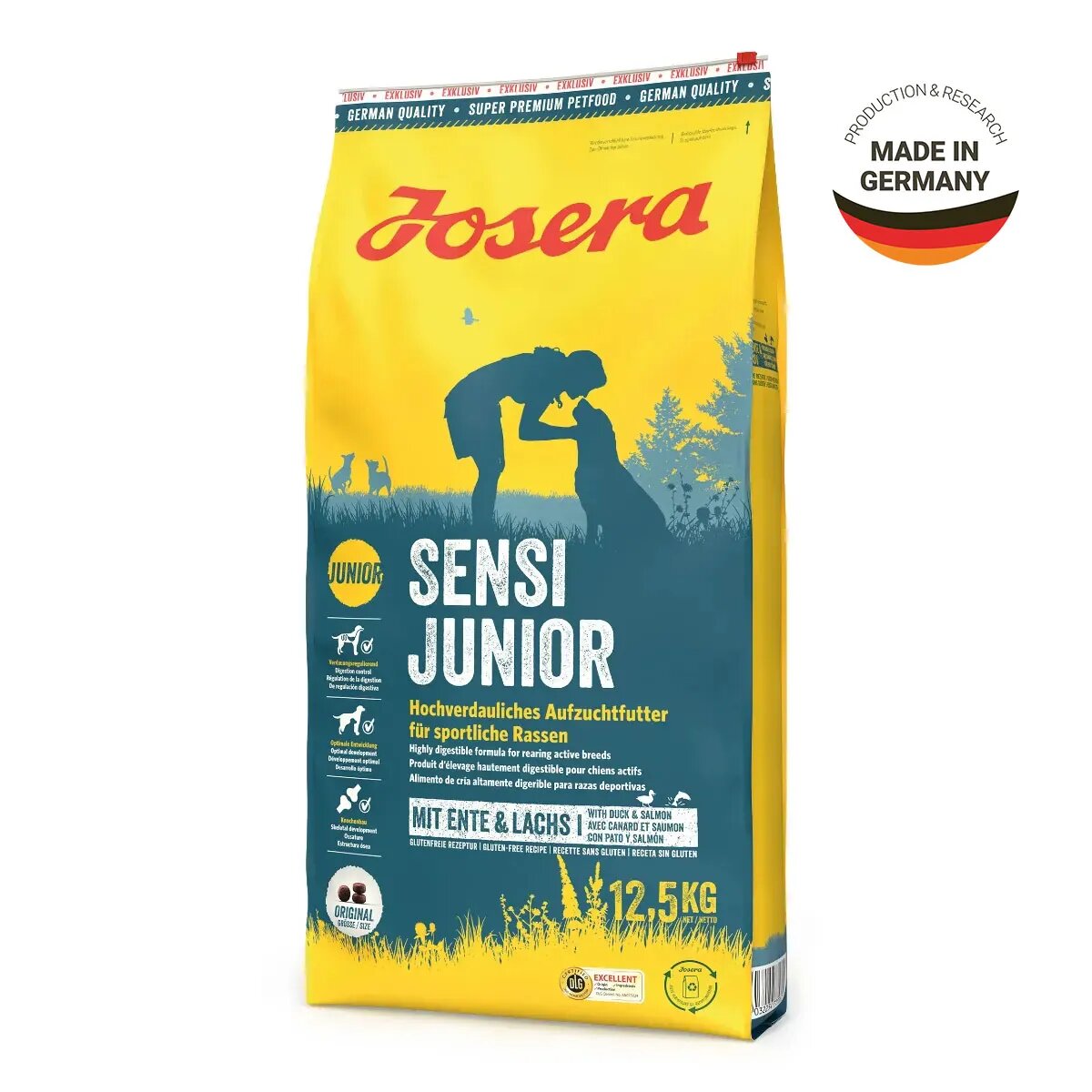 Josera Sensi Junior XS-XL Rață și Somon hrană uscată câini junior 12.5kg