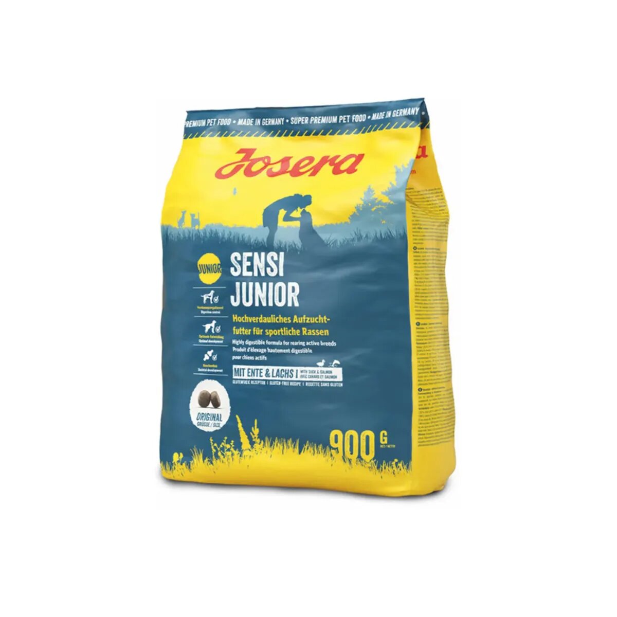 Josera Sensi Junior XS-XL Rață și Somon hrană uscată câini junior 900g