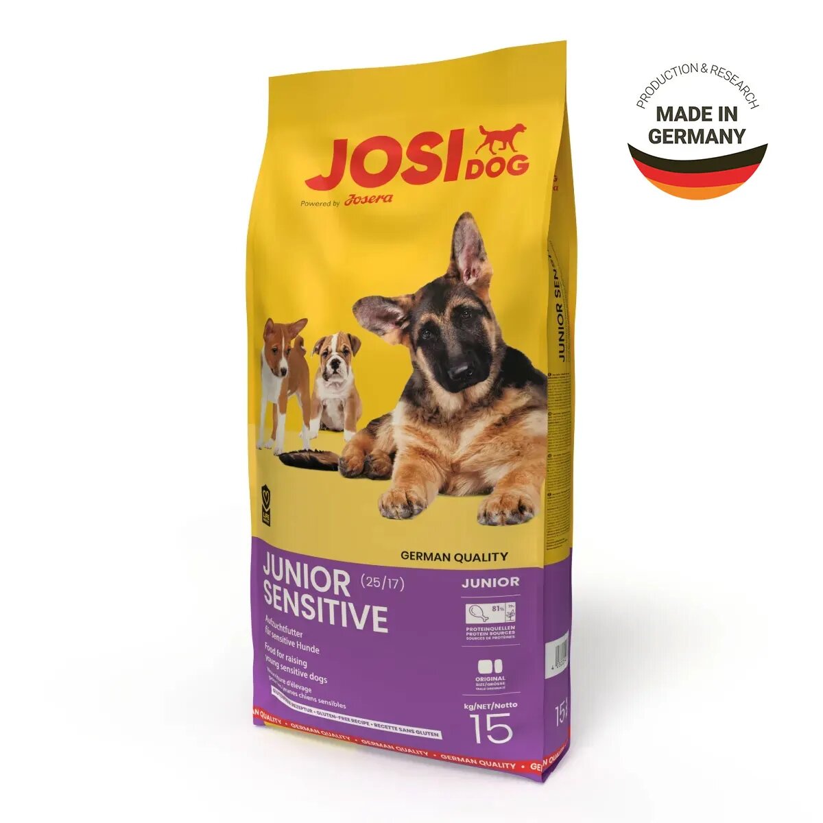 JOSIDOG Junior Sensitive XS-XL Pasăre hrană uscată câini junior sistem digestiv 15kg