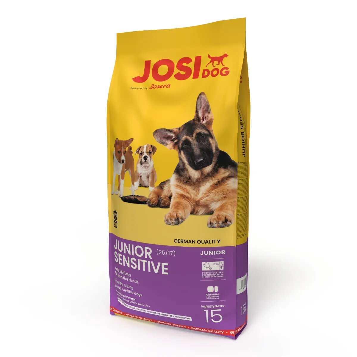 JOSIDOG Junior Sensitive XS-XL Pasăre hrană uscată câini junior sistem digestiv 15kg
