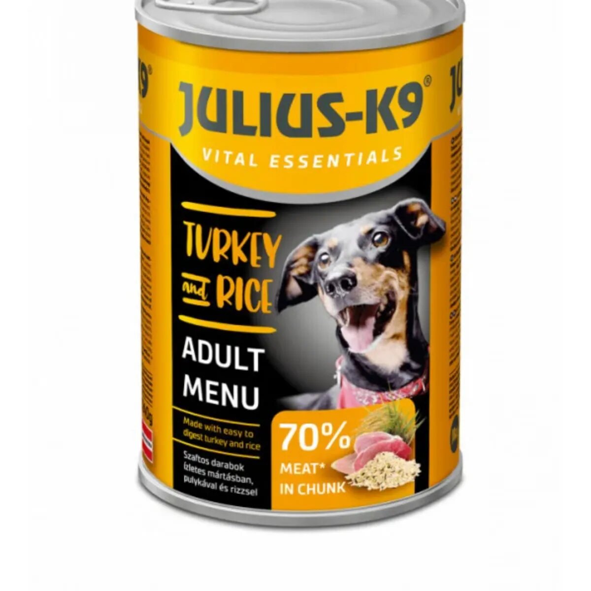 Julius-K9 Adult Menu XS-XL Curcan și Orez conservă hrană umedă câini (în sos) 1240g