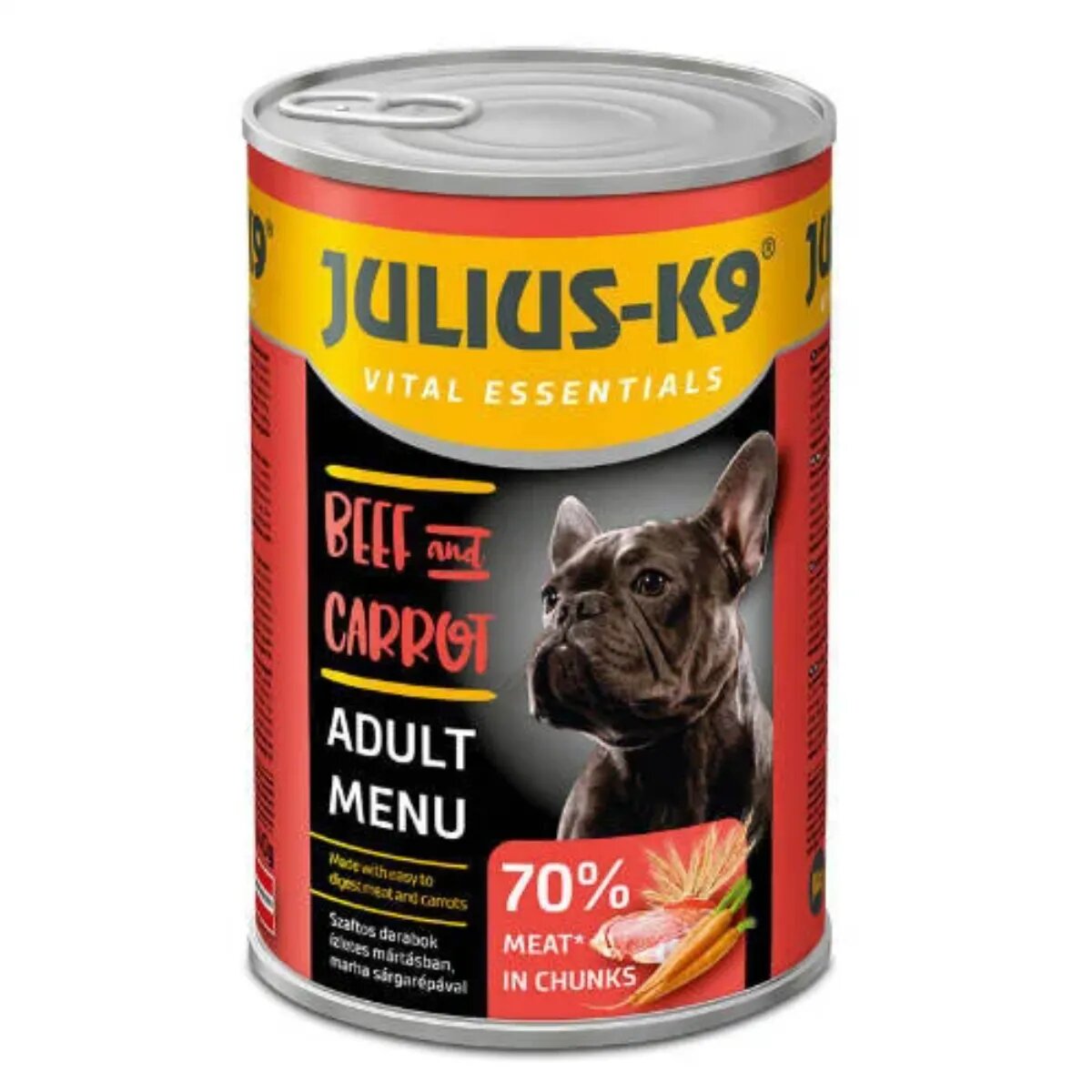 Julius-K9 Adult Menu XS-XL Vită și Morcov conservă hrană umedă câini (în sos) 1240g