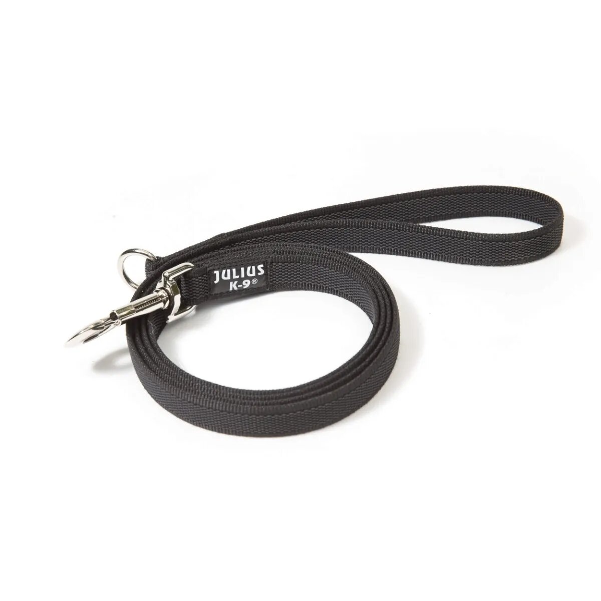 Julius-K9 Color & Gray lesă antiderapantă cu mâner câini textil bandă Color & Gray lesă antiderapantă cu mâner câini 50kg textil bandă 14mm x 1.2m negru