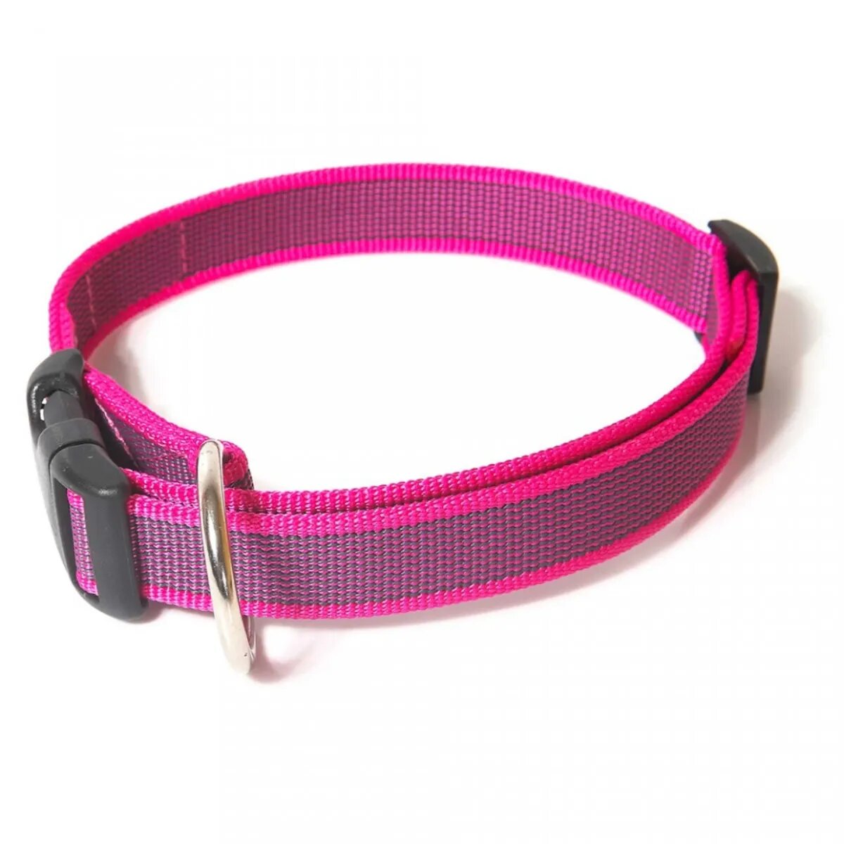Julius-K9 Color & Gray zgardă ajustabilă cu mâner câini nylon 25mm x 39-45cm roz