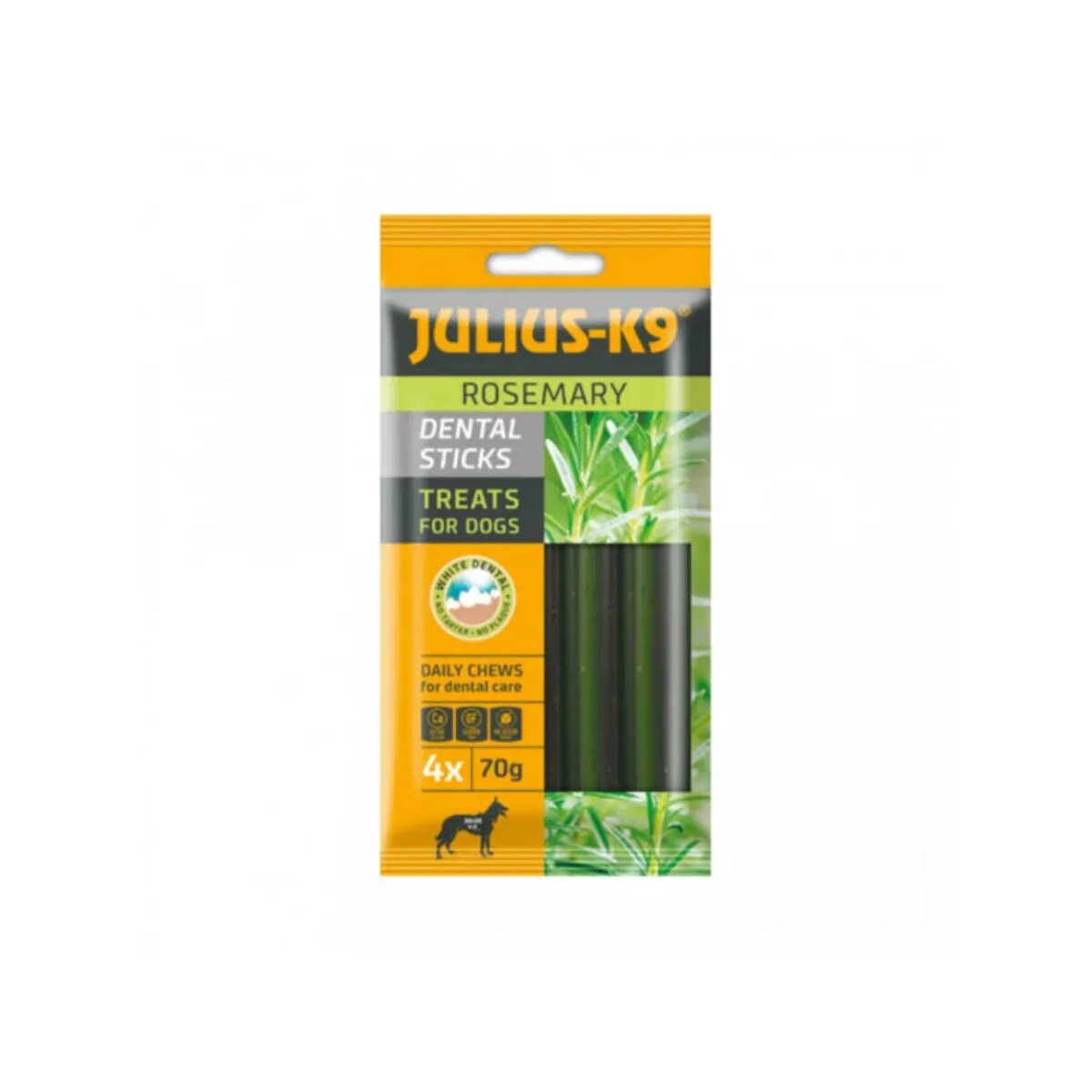 Julius-K9 Dental Sticks Rozmarin XS-XL Vanilie punguță recompense câini 70g