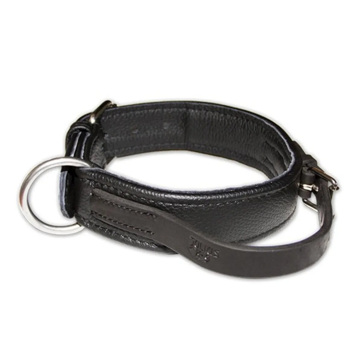 Julius-K9 ECO leather zgardă ajustabilă cu mâner câini piele negru ECO leather zgardă ajustabilă cu mâner câini piele 40mm x 50cm negru