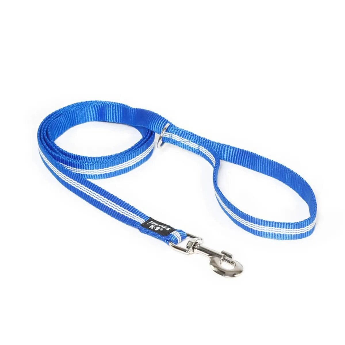 Julius-K9 IDC Rope lesă nylon cu fire flourescente cu mâner și inel câini 19mm x 1.8m IDC Rope lesă nylon cu fire flourescente câini 19mm x 1.8m albastru