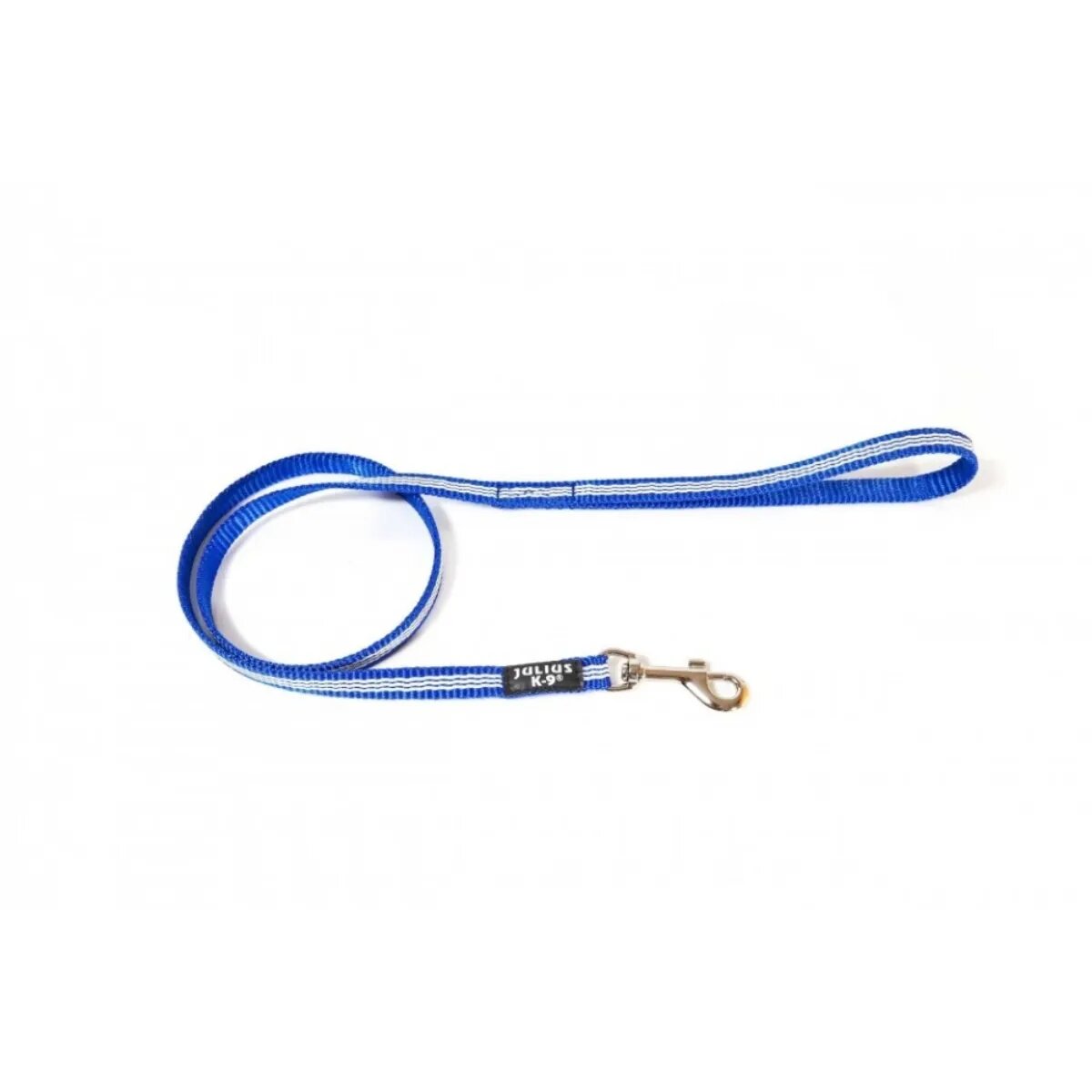 Julius-K9 IDC Tubular webbing lesă cu fire flourescente cu mâner câini nylon bandă 14mm x 1m albastru