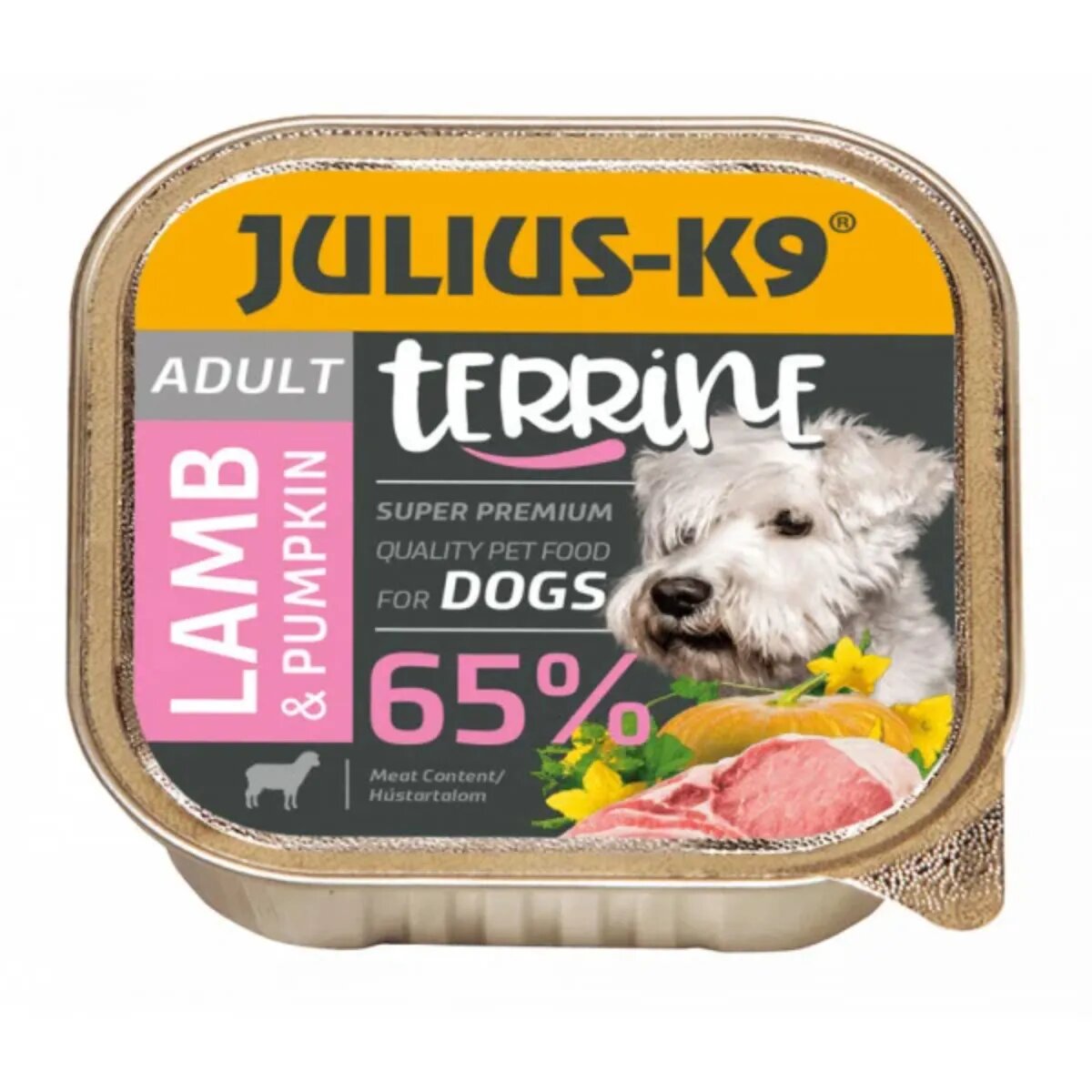 Julius-K9 Terrine XS-S Miel și dovleac tăviță hrană umedă câini (pate) 150g