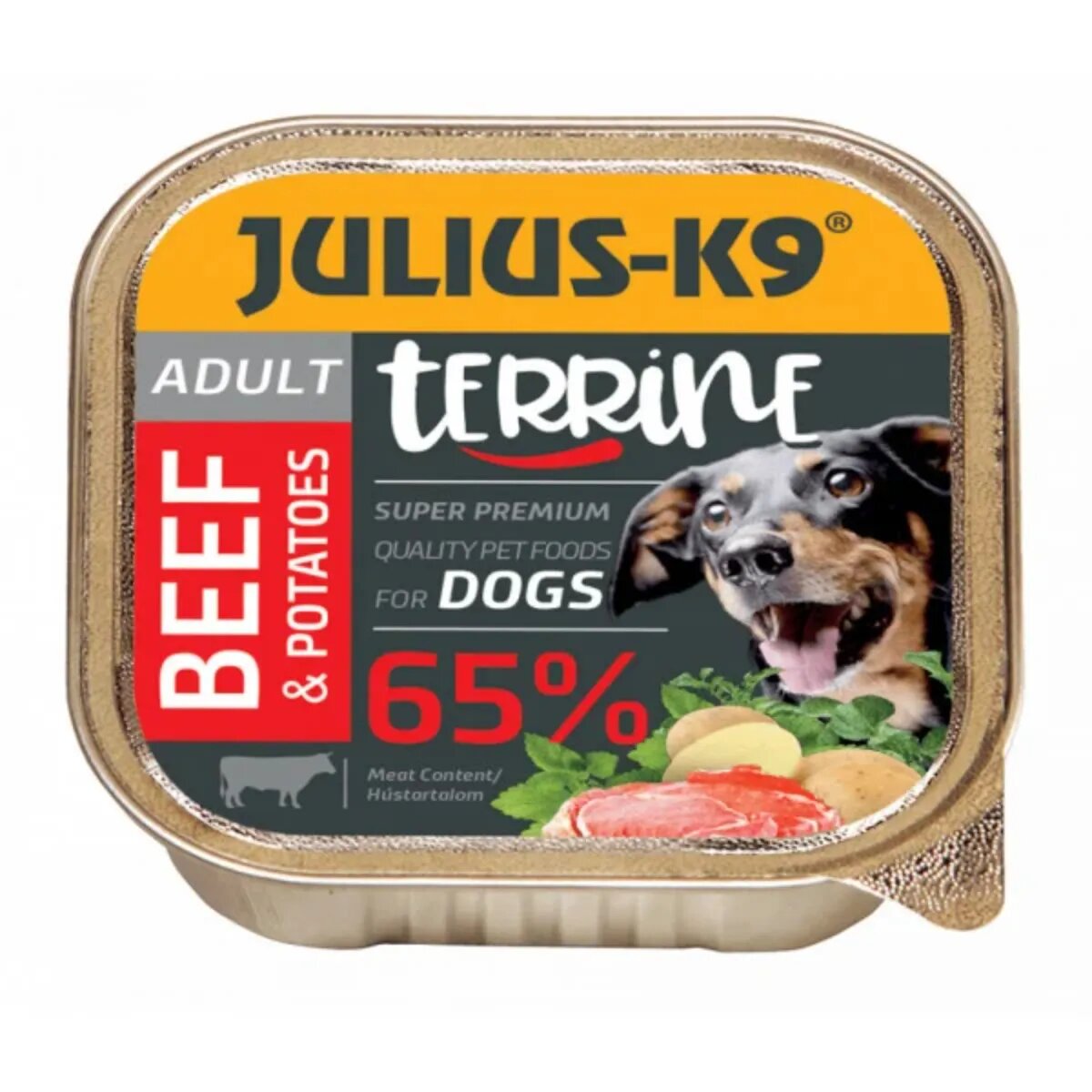Julius-K9 Terrine XS-S Vită și Cartofi tăviță hrană umedă câini (pate) 150g