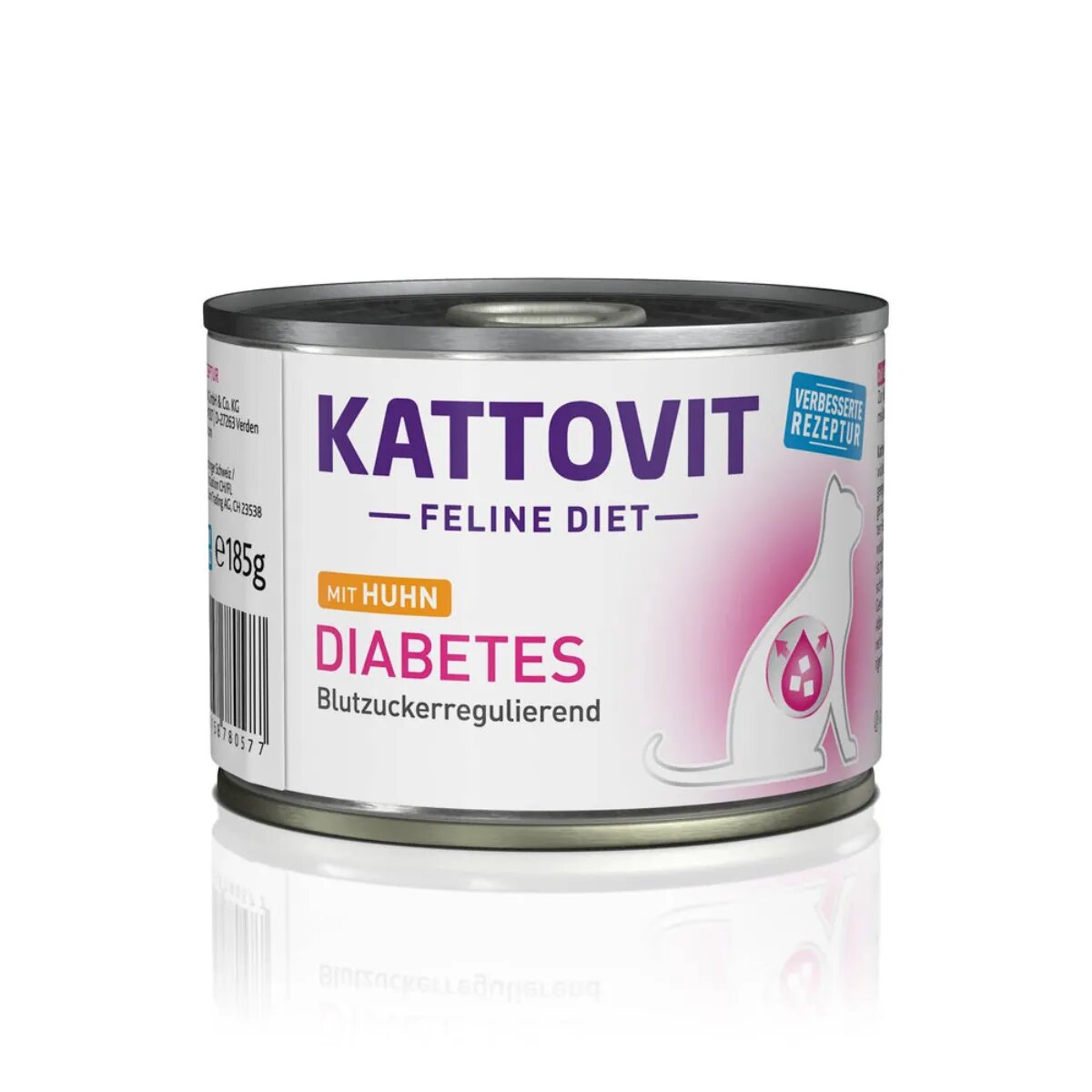 Kattovit Diabetes Pui dietă veterinară conservă hrană umedă pisici diabet (în aspic) bax 185g x 12buc