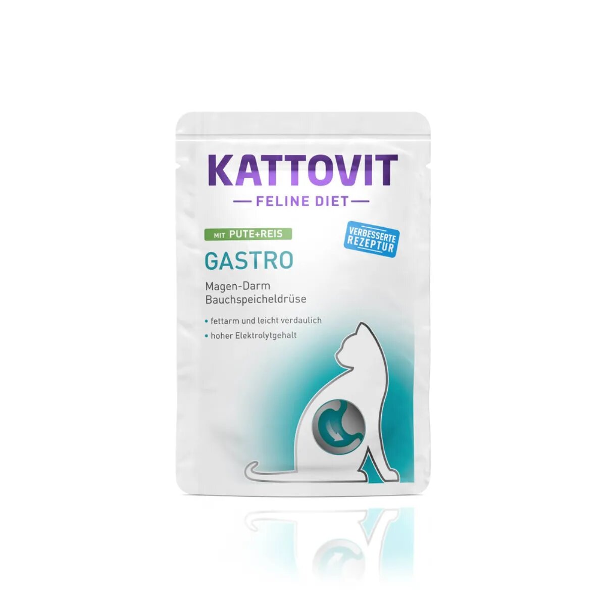 Kattovit Gastro Curcan și Orez dietă veterinară plic hrană umedă pisici sistem digestiv (în sos) bax 85g x 24buc
