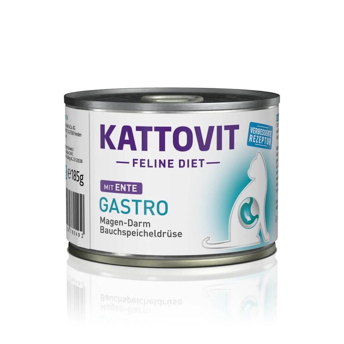 Kattovit Gastro Rață dietă veterinară conservă hrană umedă pisici sistem digestiv (în aspic) 185g