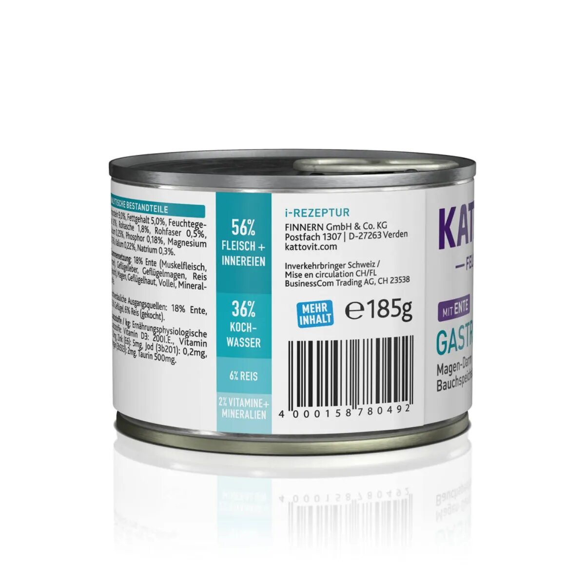 Kattovit Gastro Rață dietă veterinară conservă hrană umedă pisici sistem digestiv (în aspic) bax 185g x 12buc