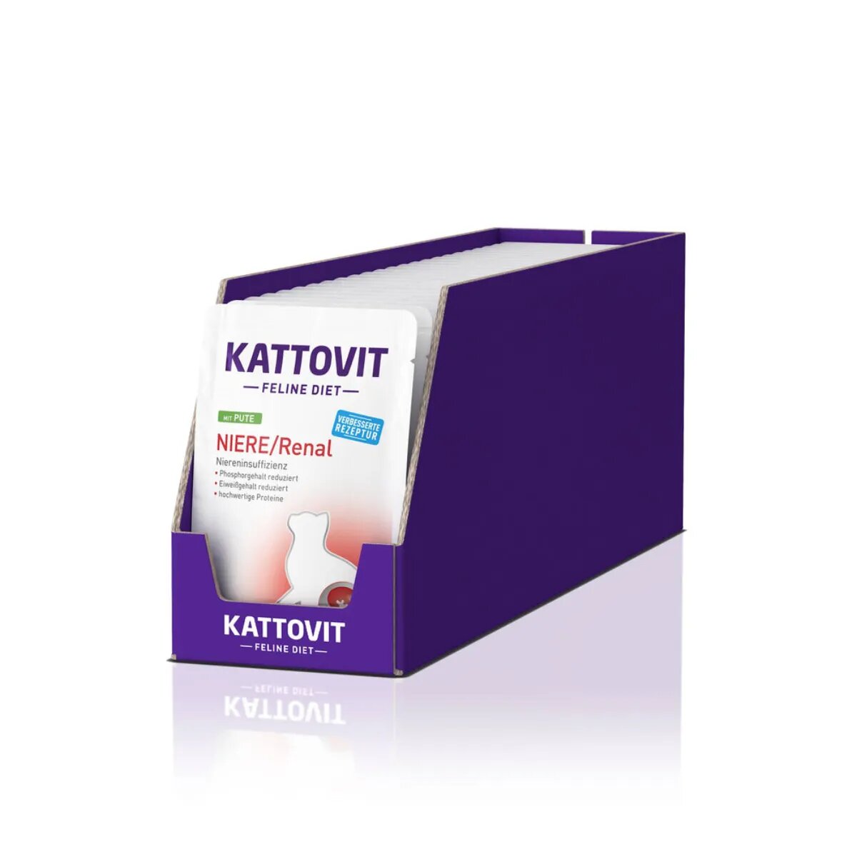 Kattovit Renal Curcan dietă veterinară plic hrană umedă pisici sistem renal (în sos) bax 85g x 24buc