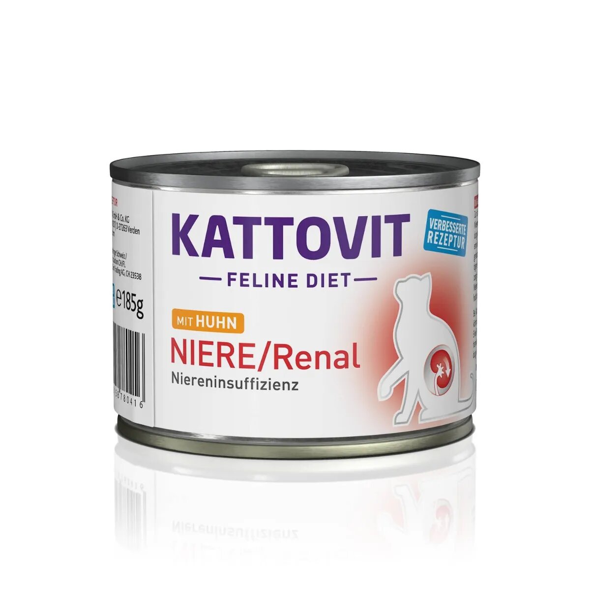 Kattovit Renal Pui dietă veterinară conservă hrană umedă pisici sistem renal (în aspic) bax 185g x 12buc