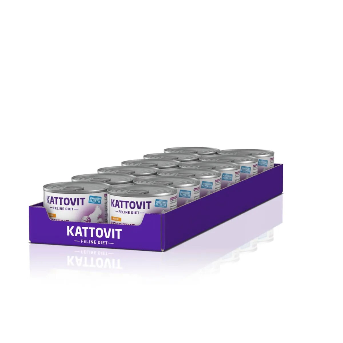 Kattovit Sensitive Pui dietă veterinară conservă hrană umedă fără cereale pisici alergii (în aspic) bax 185g x 12buc