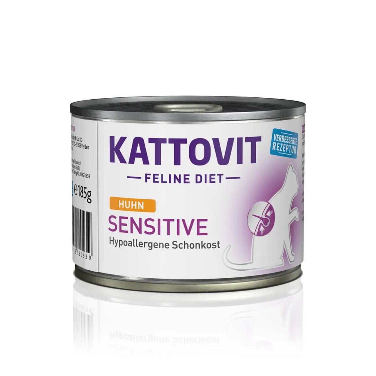 Kattovit Sensitive Pui dietă veterinară conservă hrană umedă fără cereale pisici alergii (în aspic) bax 185g x 12buc
