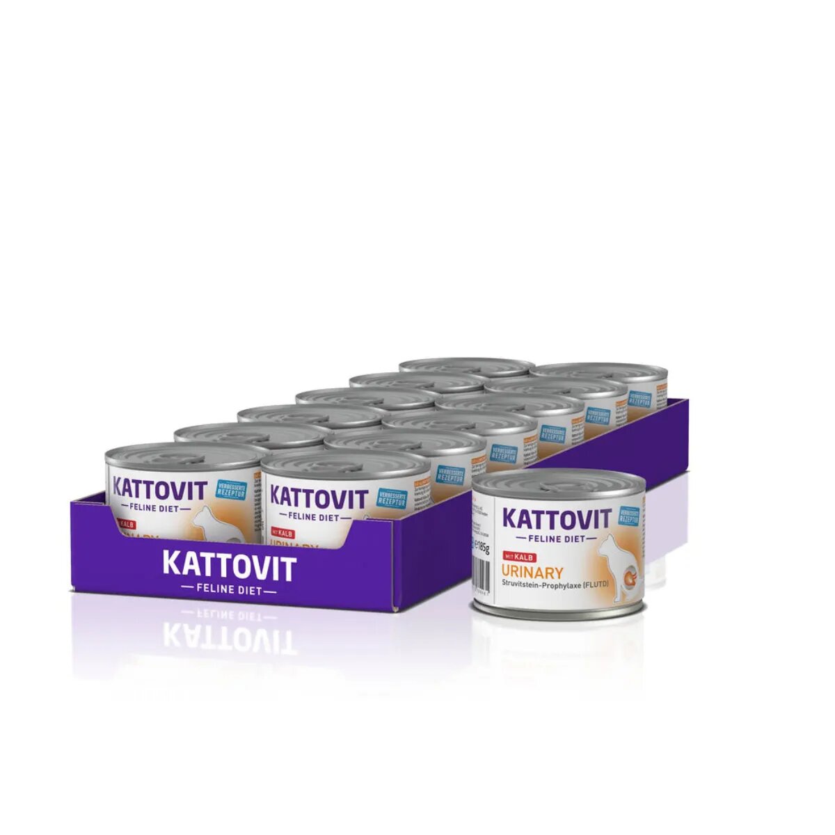 Kattovit Urinary Vițel dietă veterinară conservă hrană umedă pisici sistem urinar (în aspic) bax 185g x 12buc