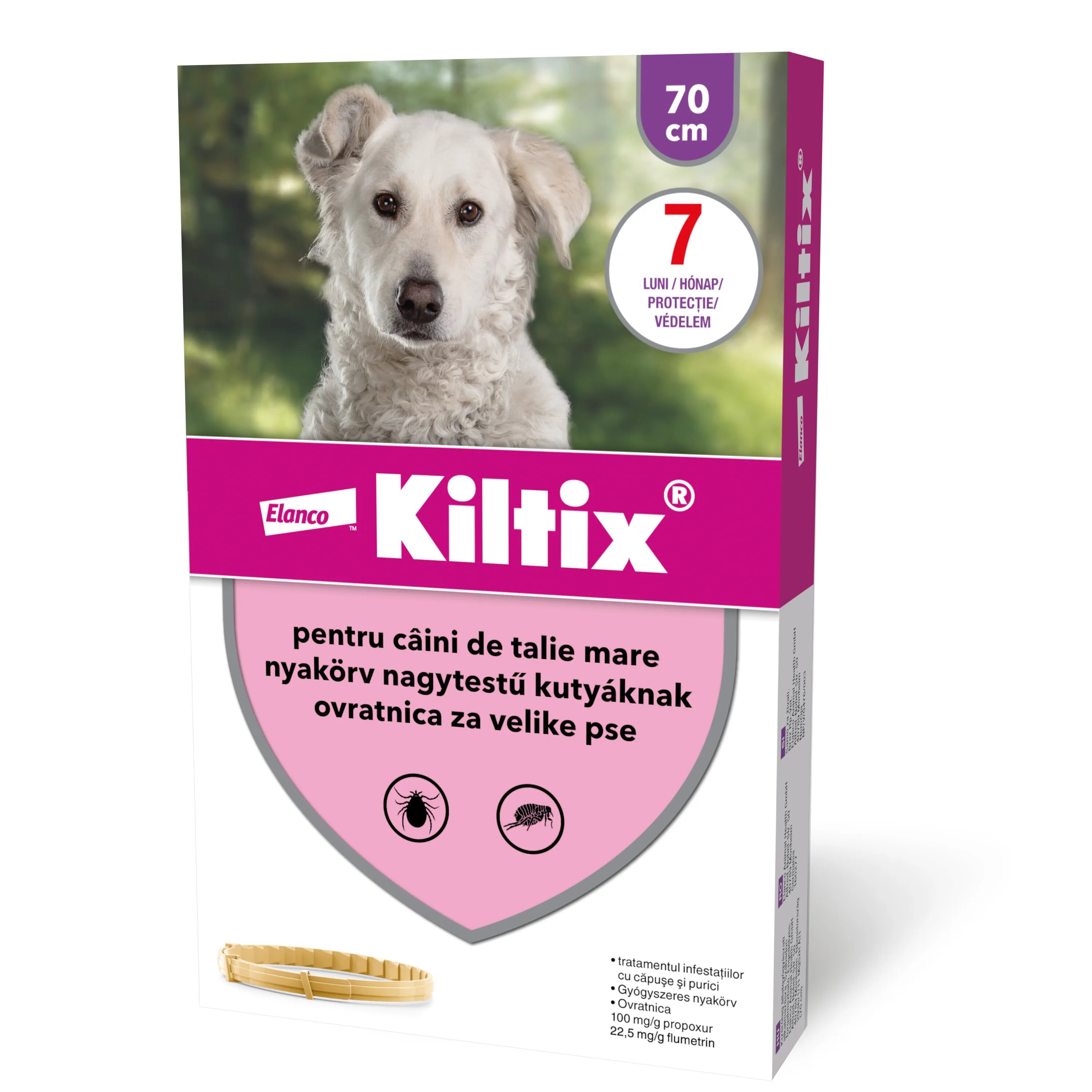 Kiltix Zgarda Antiparazitara deparazitare externă câini zgardă L - XL 70 cm maro 1buc