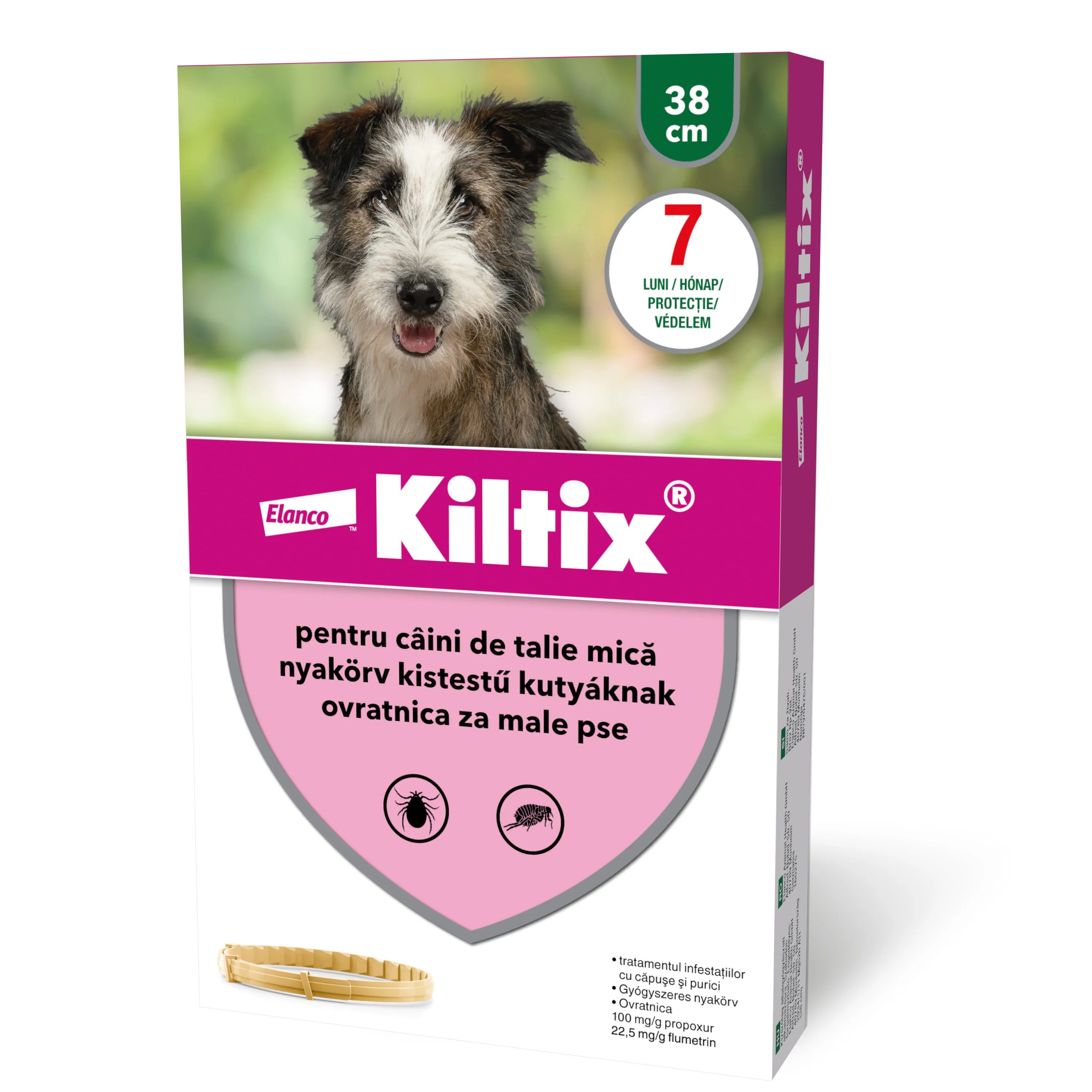 Kiltix Zgarda Antiparazitara deparazitare externă câini zgardă XS - S 38 cm maro 1buc
