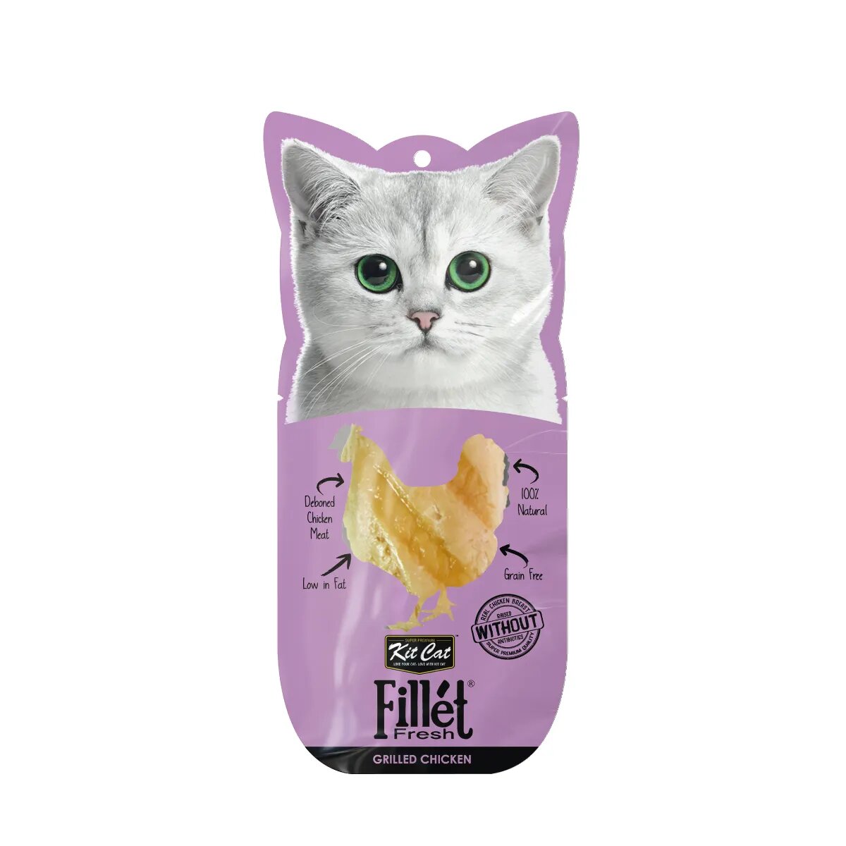 KIT CAT Fillet Fresh Grilled Pui plic recompense monoproteică fără cereale pisici 30g