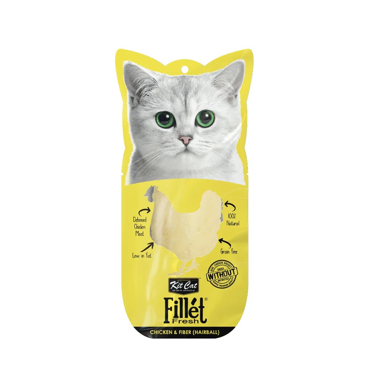 KIT CAT Fillet Fresh Hairball Pui plic recompense fără cereale pisici limitarea ghemurilor de blană 30g