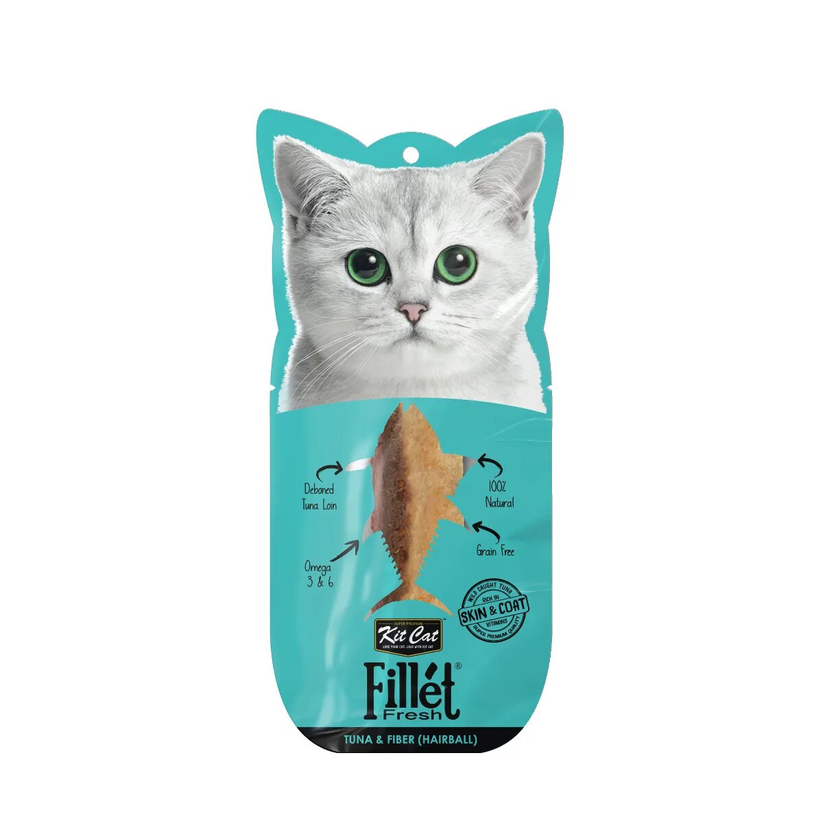 KIT CAT Fillet Fresh Hairball Ton plic recompense monoproteică fără cereale pisici limitarea ghemurilor de blană 30g